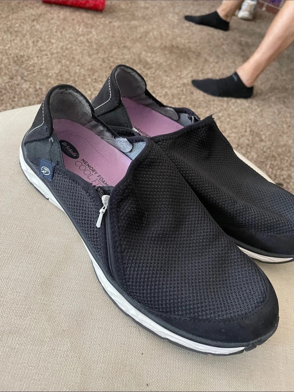 Dr Scholls Black Slip-On Athletic Sneakers with Pink Insole